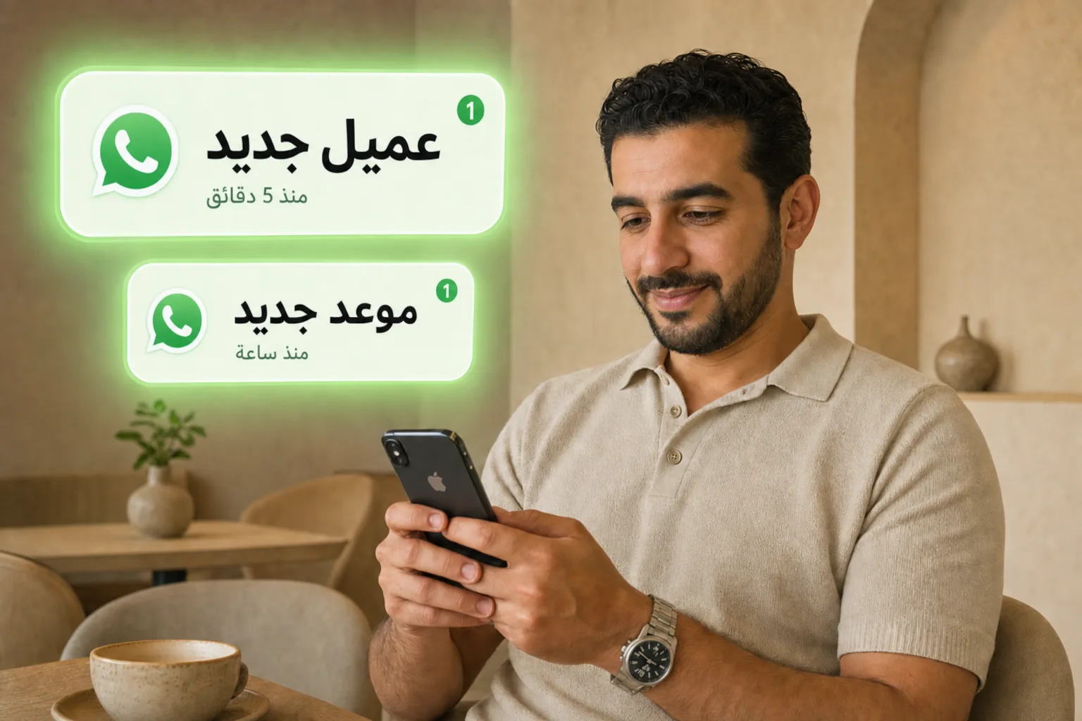صاحب مشروع يستقبل عملاء جدد